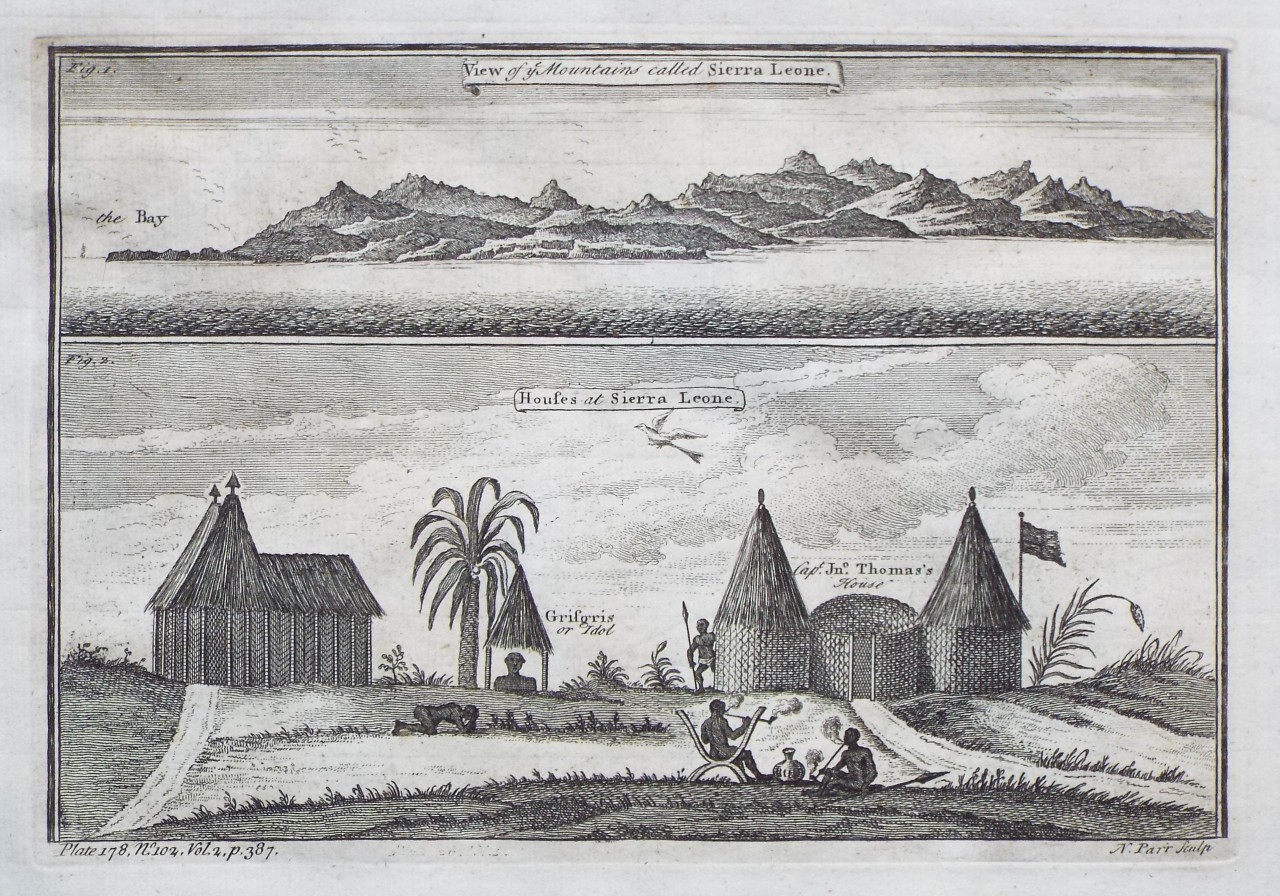 Print - View of the Mountains called Sierra Leone.
Houses at Sierra Leone.