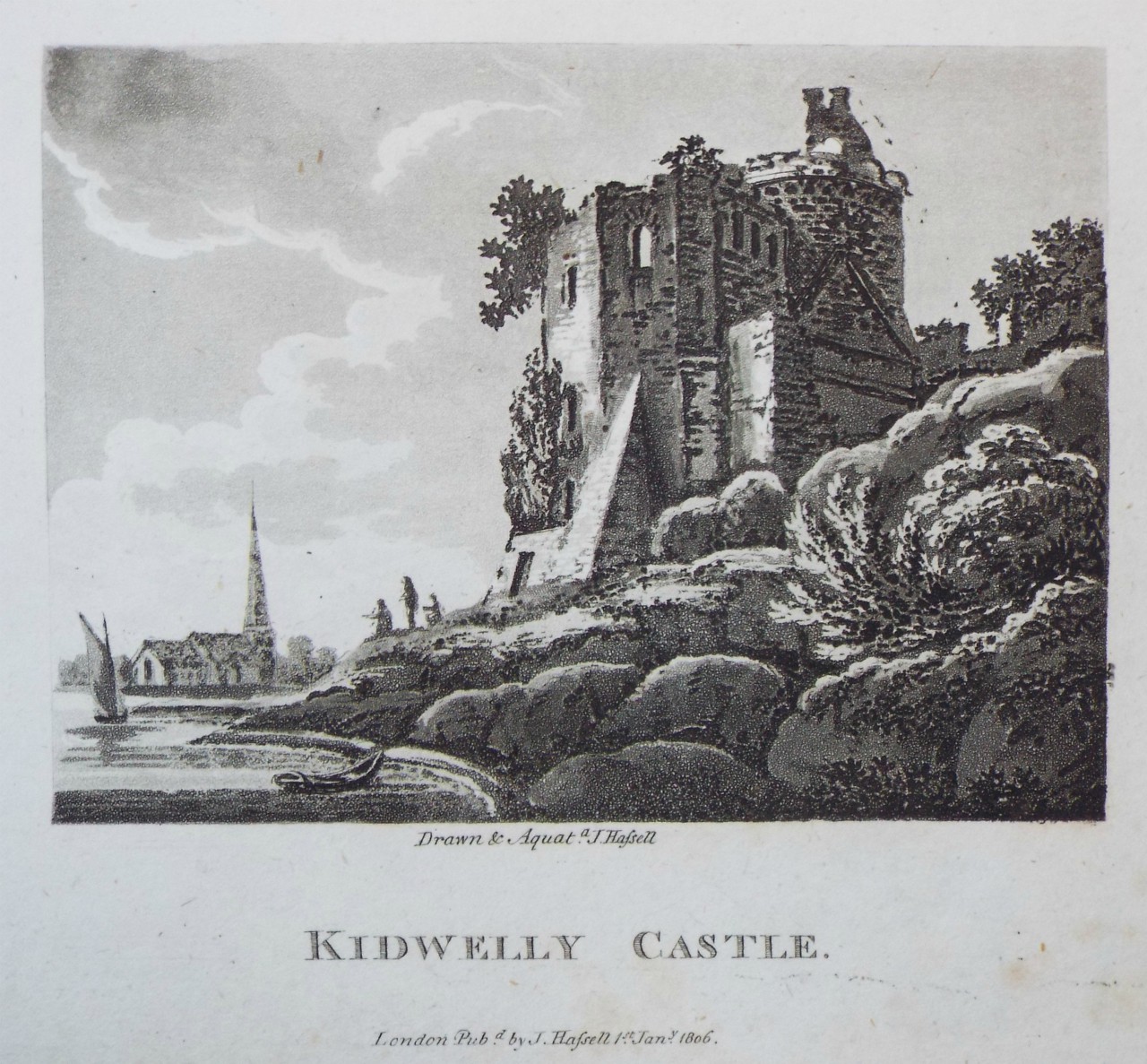 Aquatint - Kidwelly Castle. - Hassell
