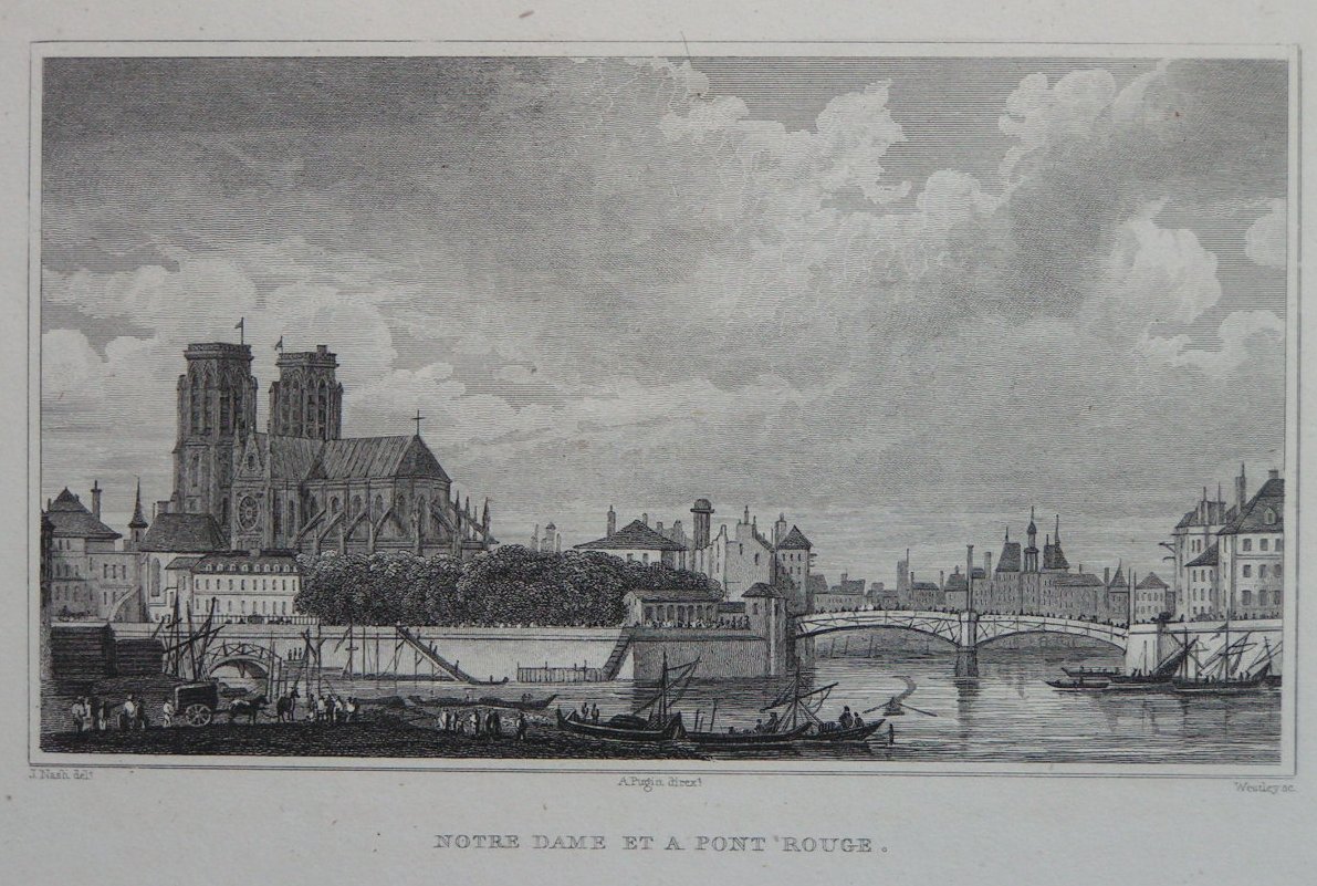 Print - Notre Dame et Pont Rouge. - 