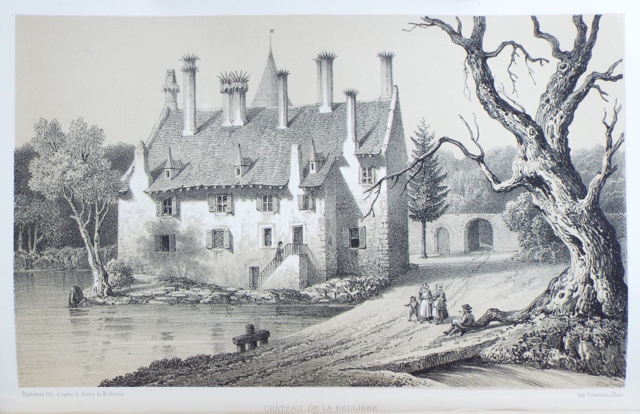 Lithograph - Chateau de la Belliere. - 