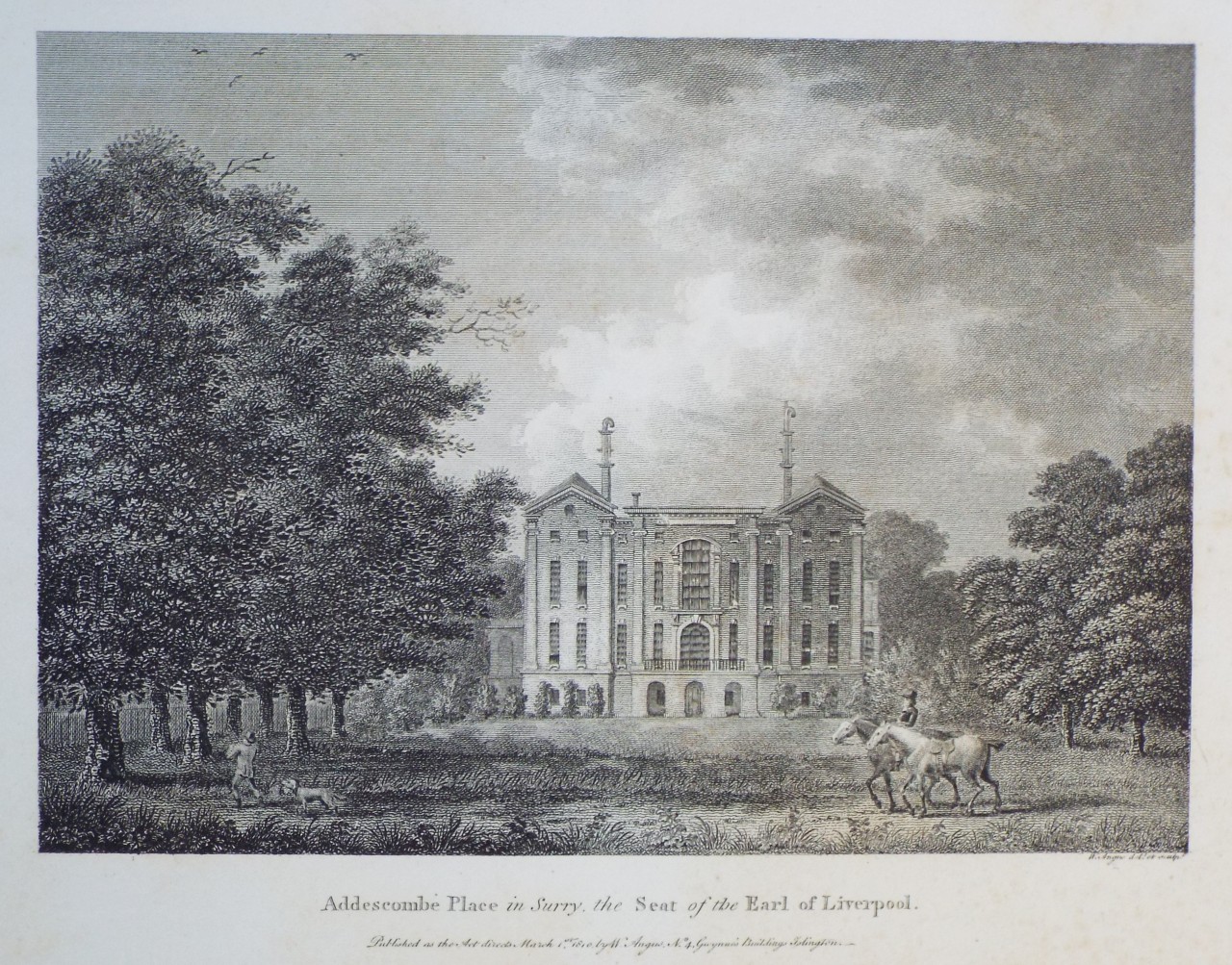 Print - Addescombe Place in Surry, the Seat of the Earl of Liverpool. - Angus