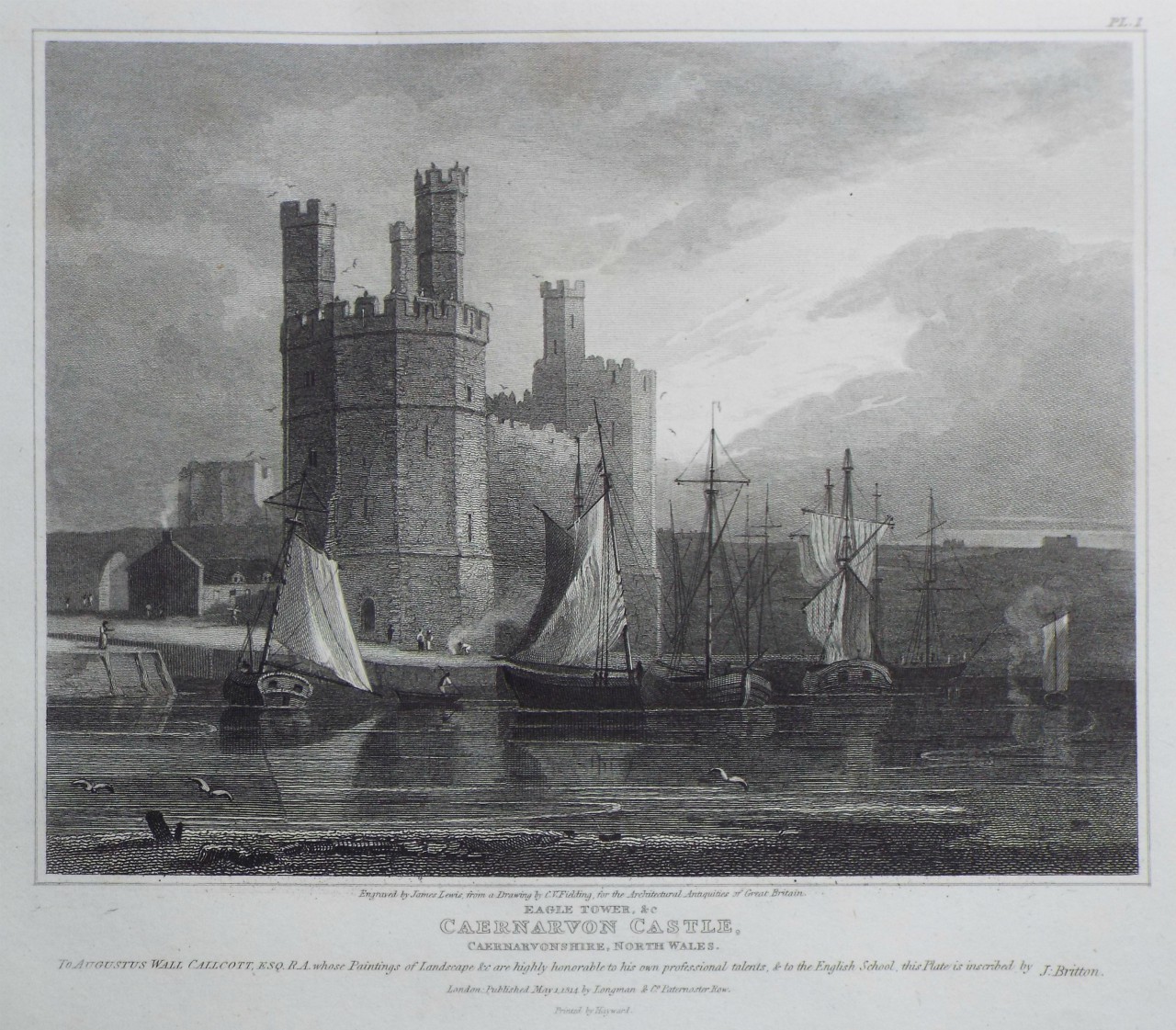 Print - Eagle Tower, &c Caernarvon Castle, Caernarvonshire, North Wales. - Lewis