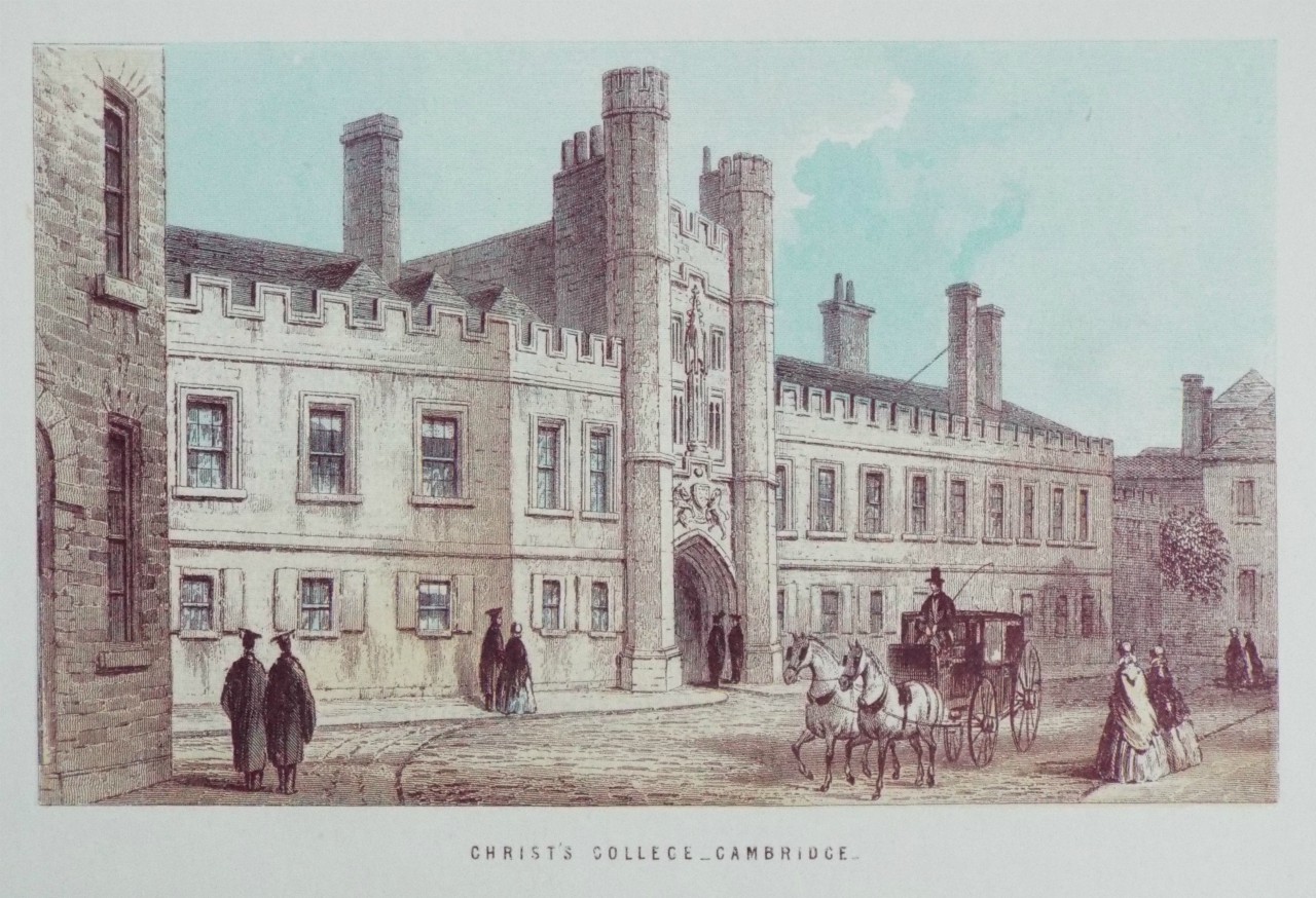 Chromo-lithograph - Christ's College - Cambridge.