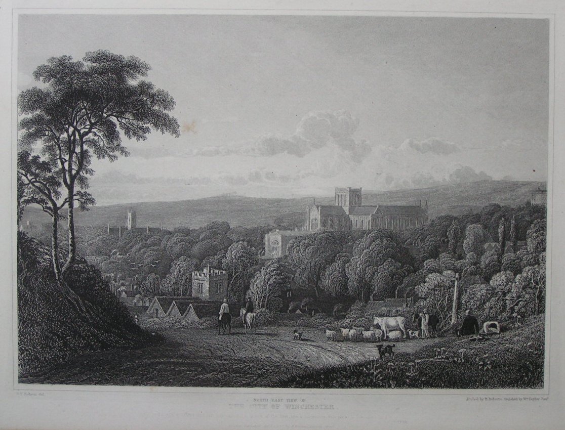 Print - North East View of the City of Winchester - Roberts