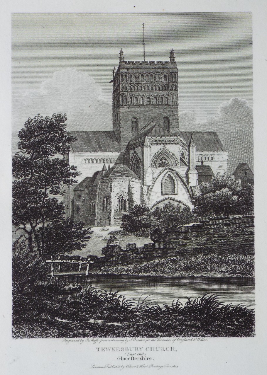 Print - Tewkesbury Church, (East End) Glocestershire. - Roffe