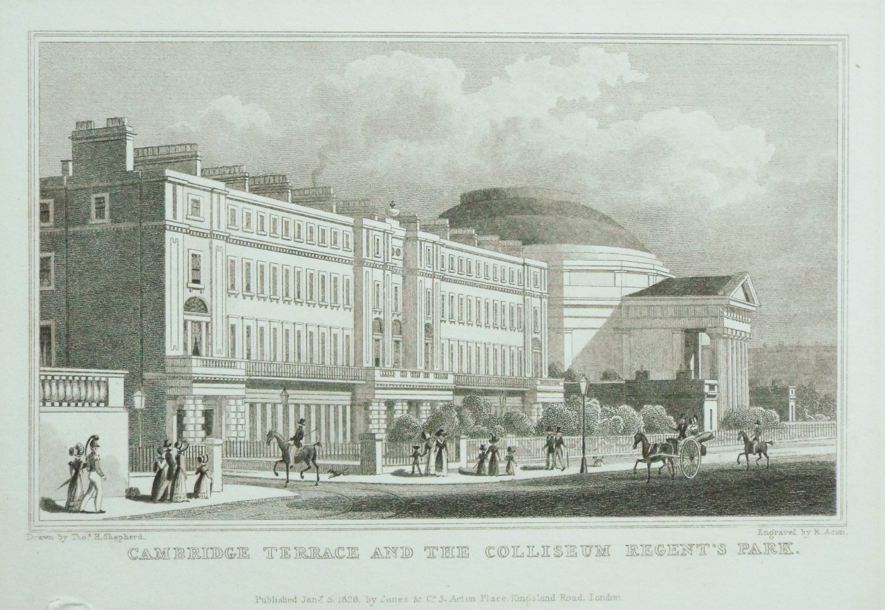 Print - Cambridge Terrace and the Colliseum Regent's Park. - Acon
