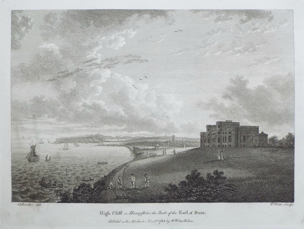 Print - High Cliff in Hampshire, the Seat of the Earl of Bute. - Watts