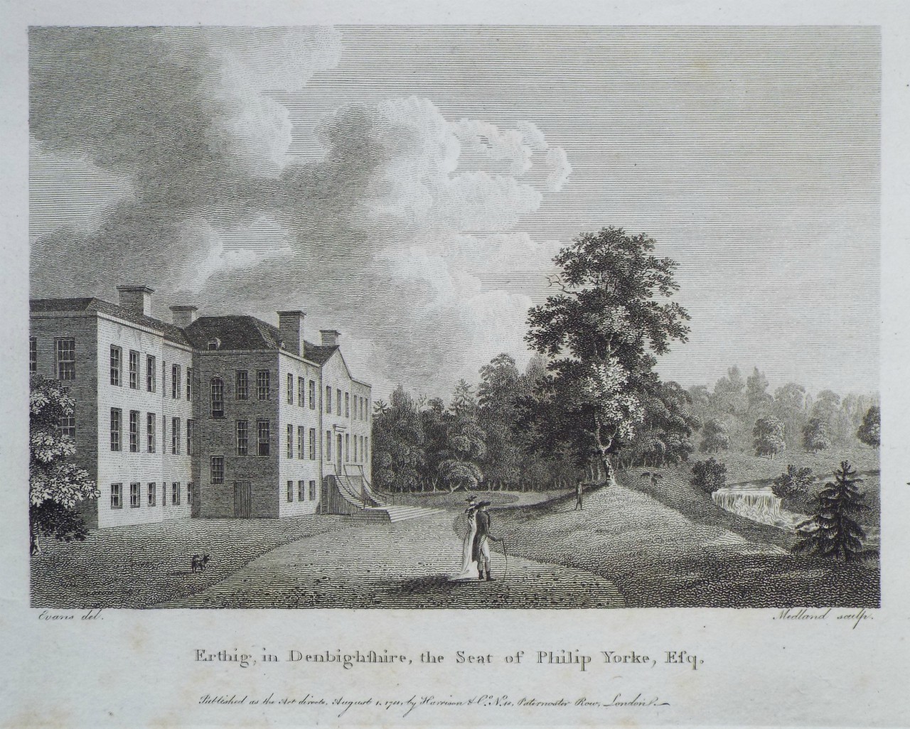 Print - Erthig, in Denbighshire, the Seat of Philip Yorke, Esq. - 