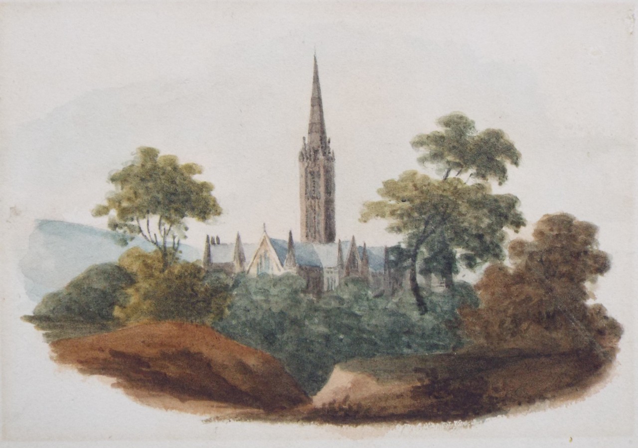 Watercolour - East View of Salisbury Cathedral.