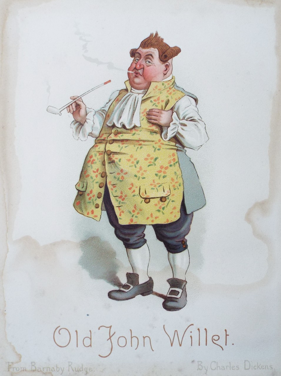 Chromo-lithograph - Old John Willet. From Barnaby Rudge. By Charles Dickens.