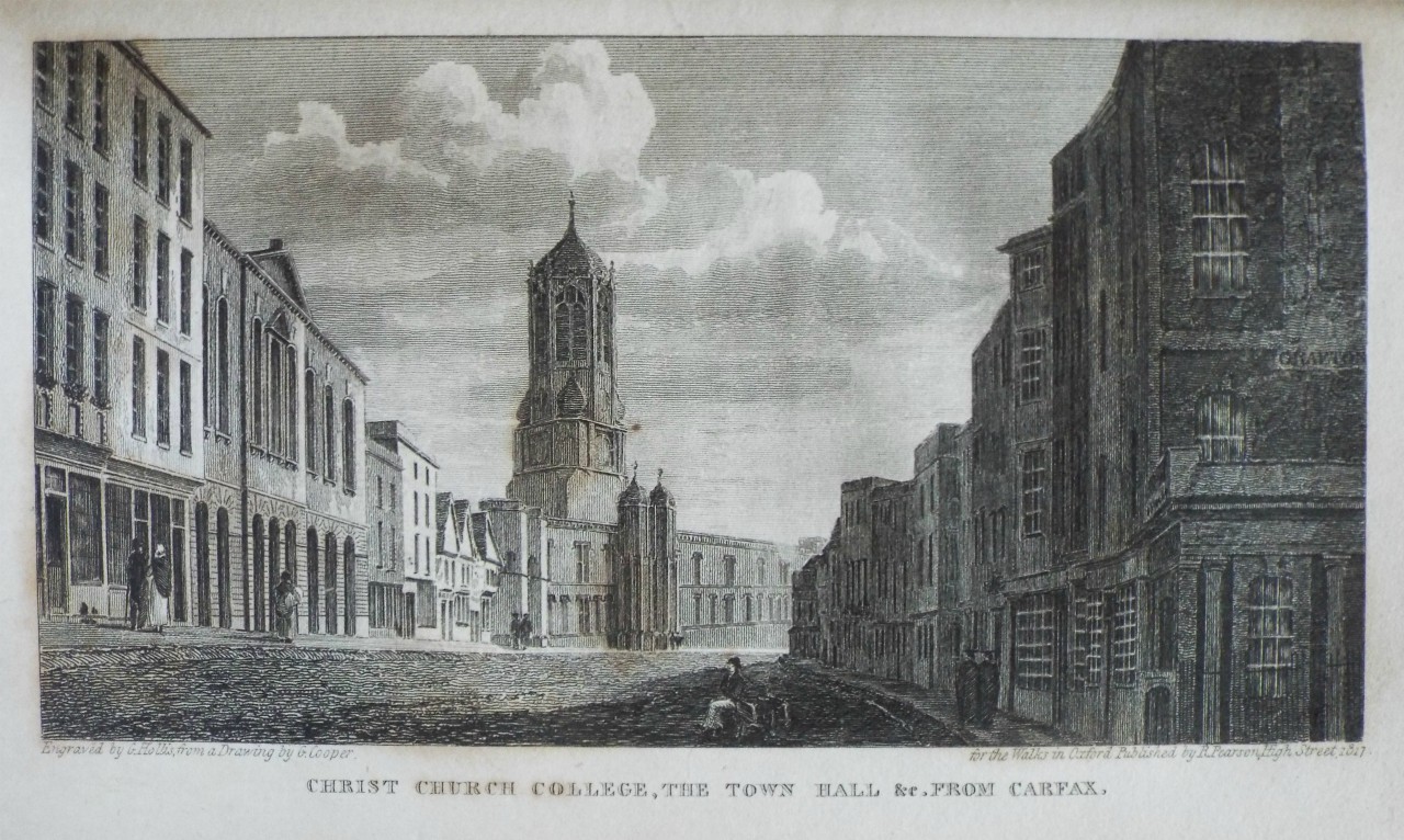 Print - Christ Church College, the Town Hall &c from Carfax. - Hollis