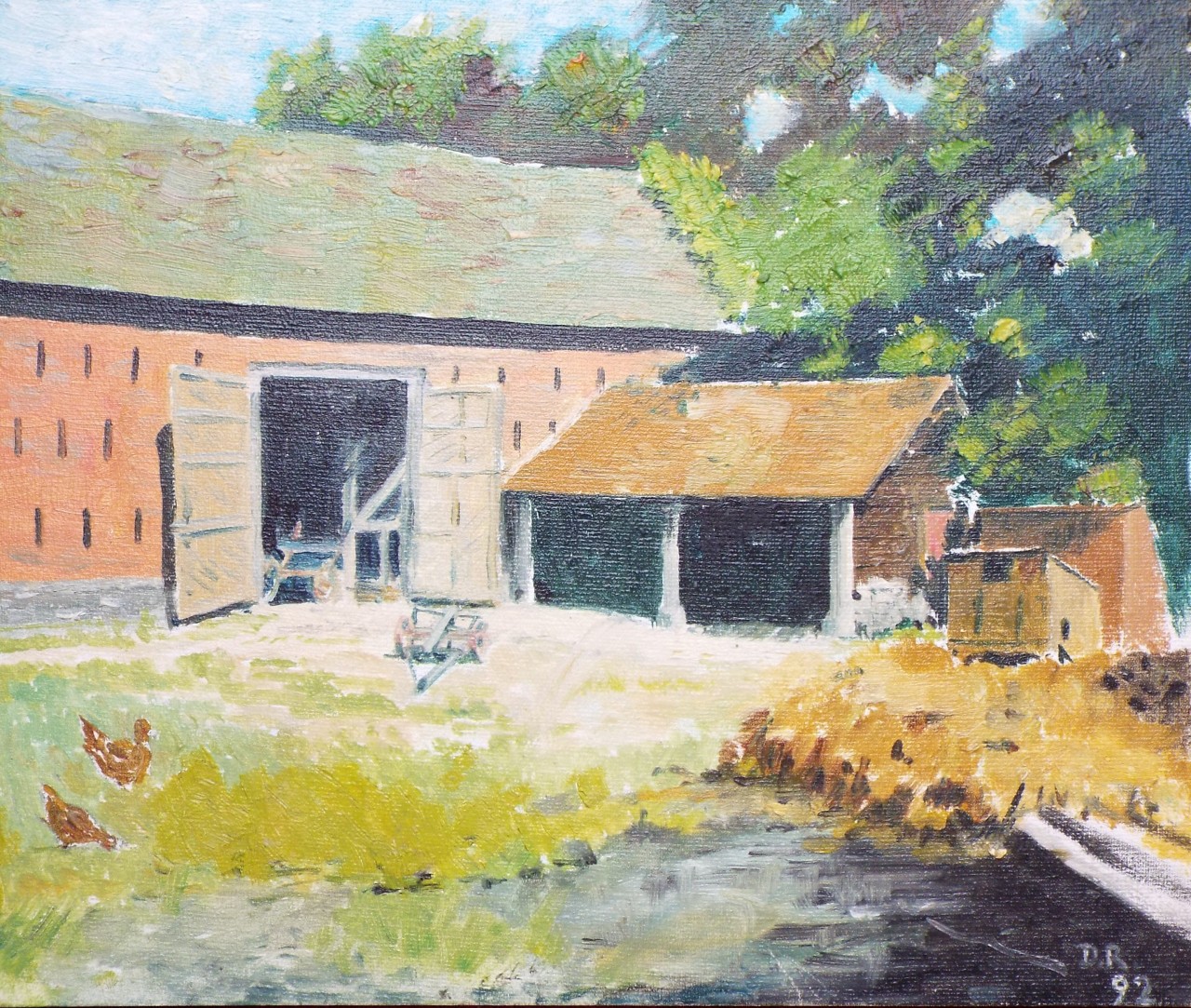 Oil on board - Farmyard scene