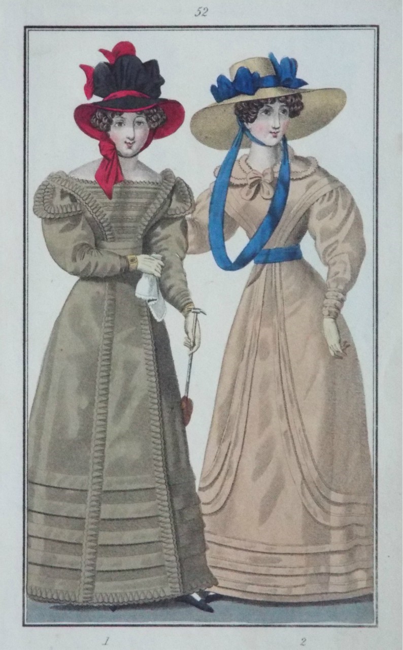 Print - 52 (Two ladies in long dresses wearing hats)