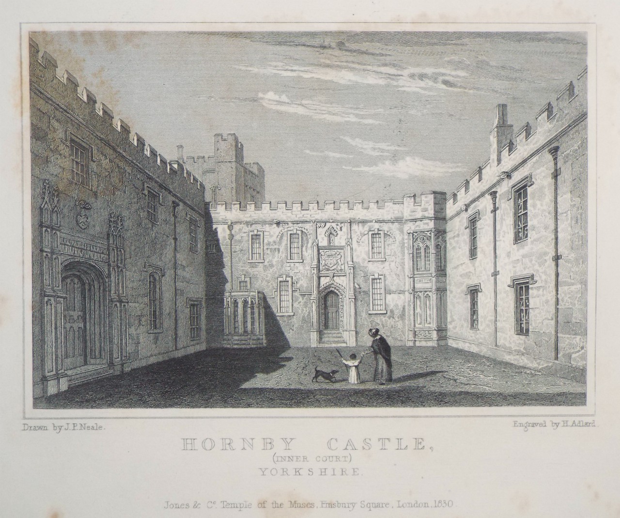 Print - Hornby Castle, (Inner Court) Yorkshire. - Adlard