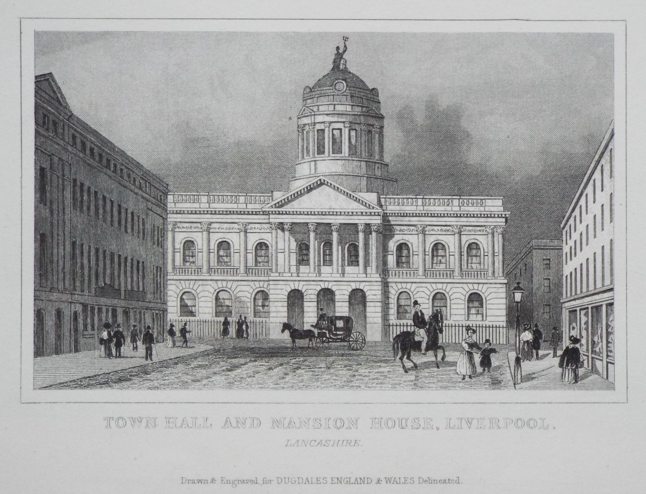 Print - Town Hall and Mansion House, Liverpool. Lancashire.