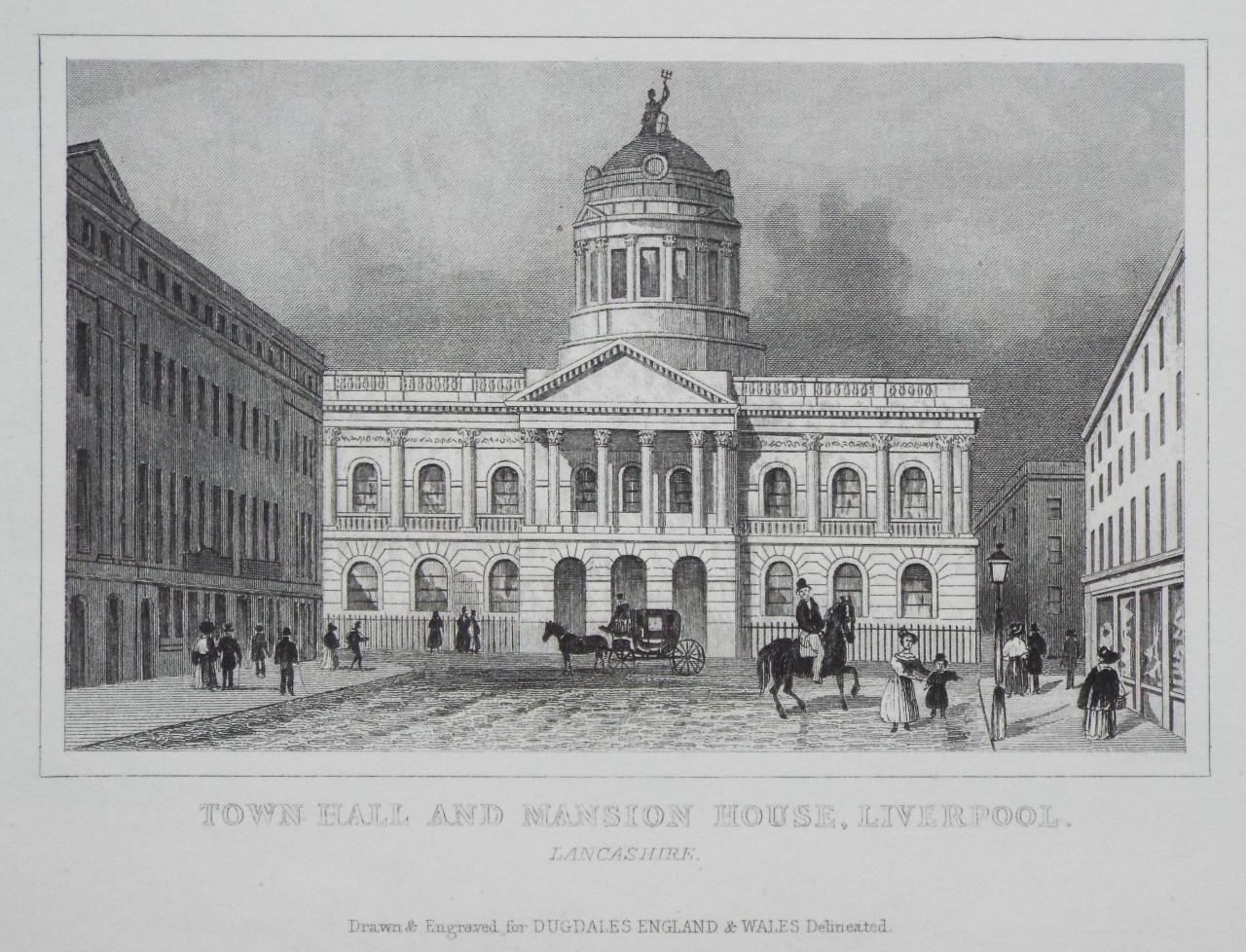 Print - Town Hall and Mansion House, Liverpool. Lancashire.