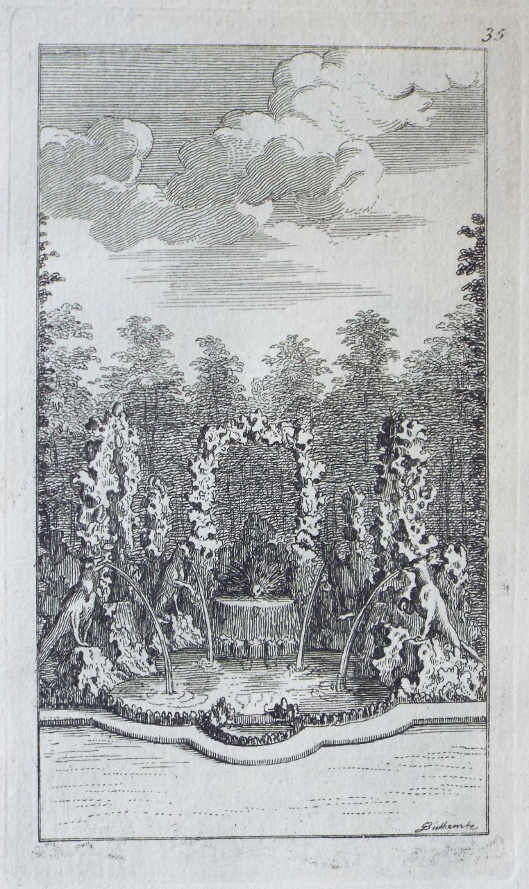 Print - The Wolf and the Porcupine Fountain in the Labyrinth of Versailles - Bickham