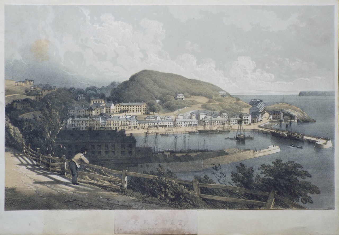 Lithograph - Torquay from the Rock Walk.