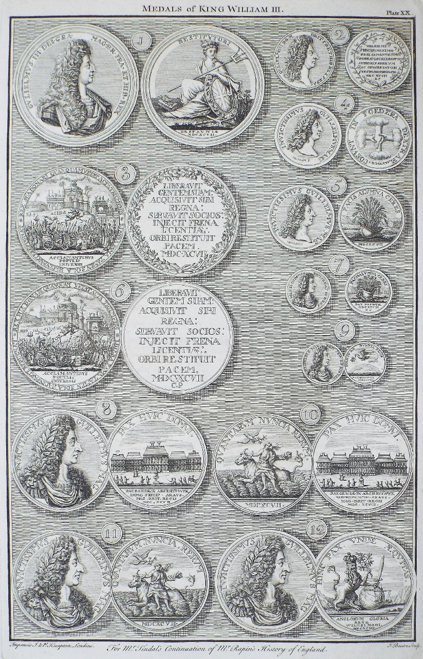 Print - Medals of King William III. Plate XX - Basire