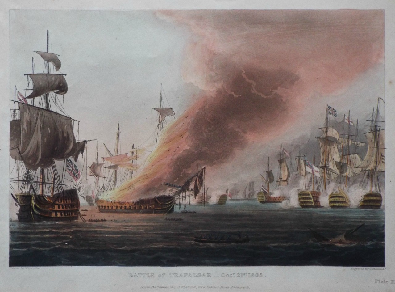 Aquatint - Battle of Trafalgar - Octr. 21st. 1805. Plate III. - Sutherland