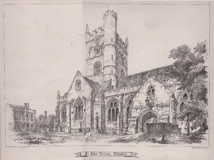 Lithograph - St.John's Devizes, Wiltshire - Newman