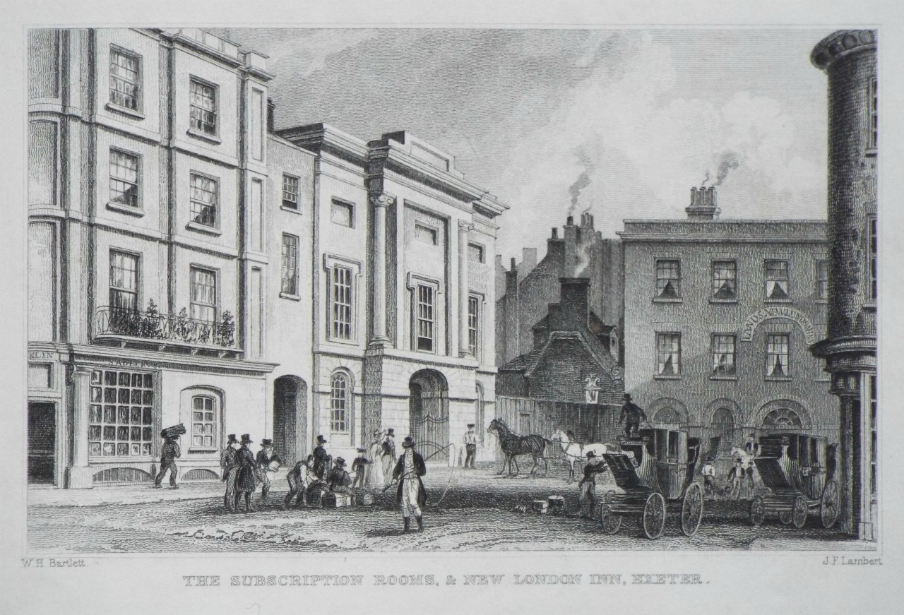 Print - The Subscription Rooms, & New London Inn, Exeter. - Lambert