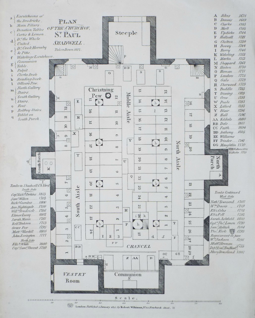 Print - Plan of the Church of St. Paul Shadwell, taken down 1817.