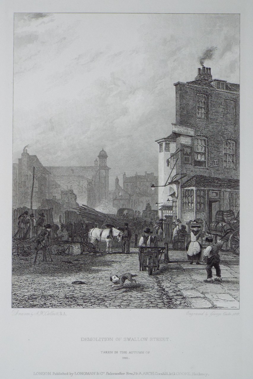 Print - Demolition of Swallow Street taken in the Autumn of 1821 - Cooke