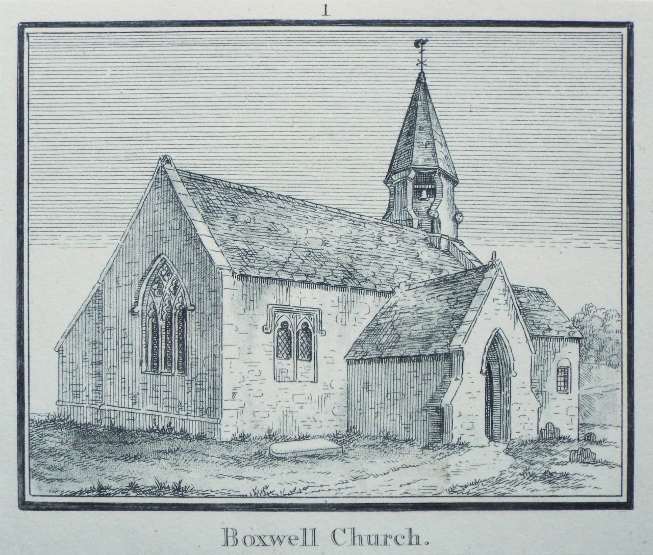 Etching - Boxwell Church.