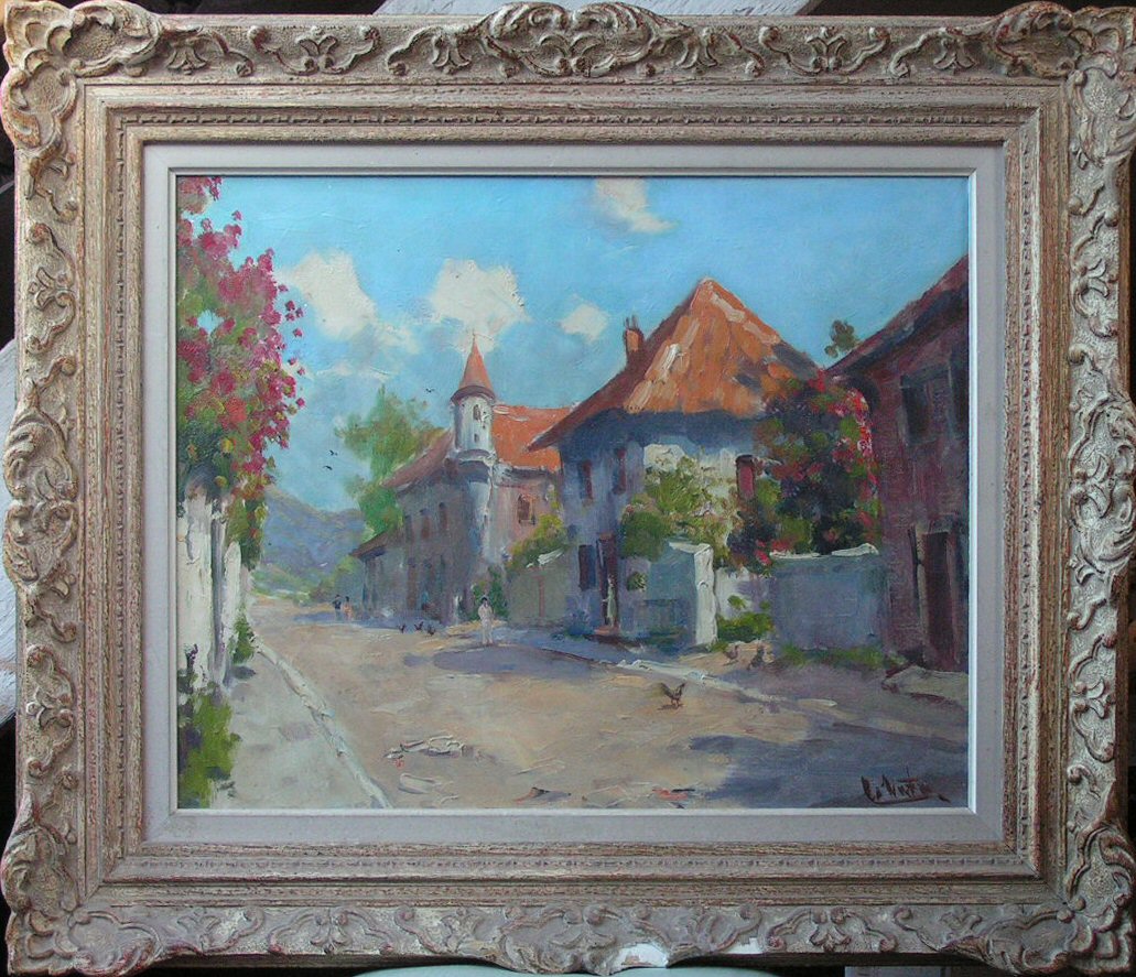 Oil painting - (French village?)