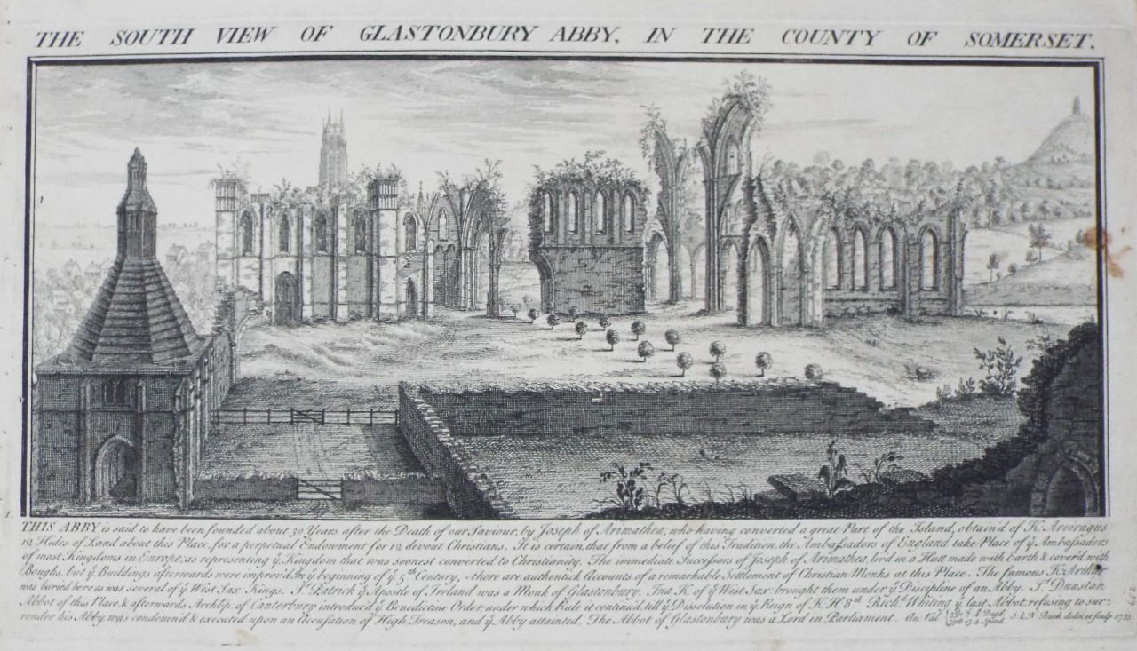 Print - The South View of Glastonbury Abby, in the County of Somerset. - Buck