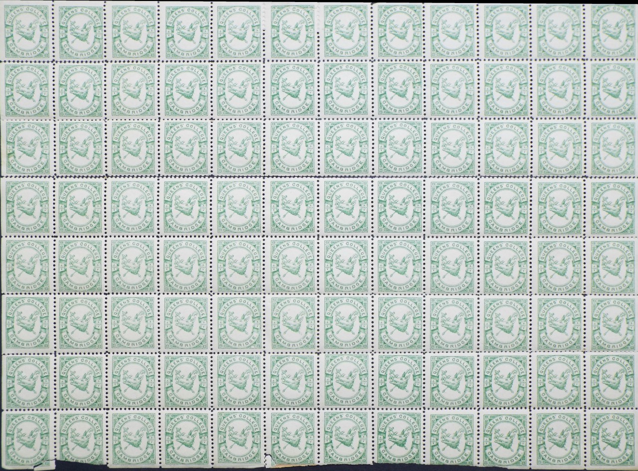 Lithograph - Sheet of 96 Queens' College Postage Stamps