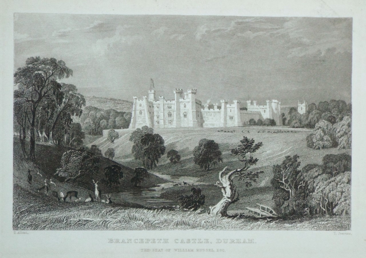 Print - Brancepeth Castle, Durham. The Seat of William Russell Esq. - Jeavons
