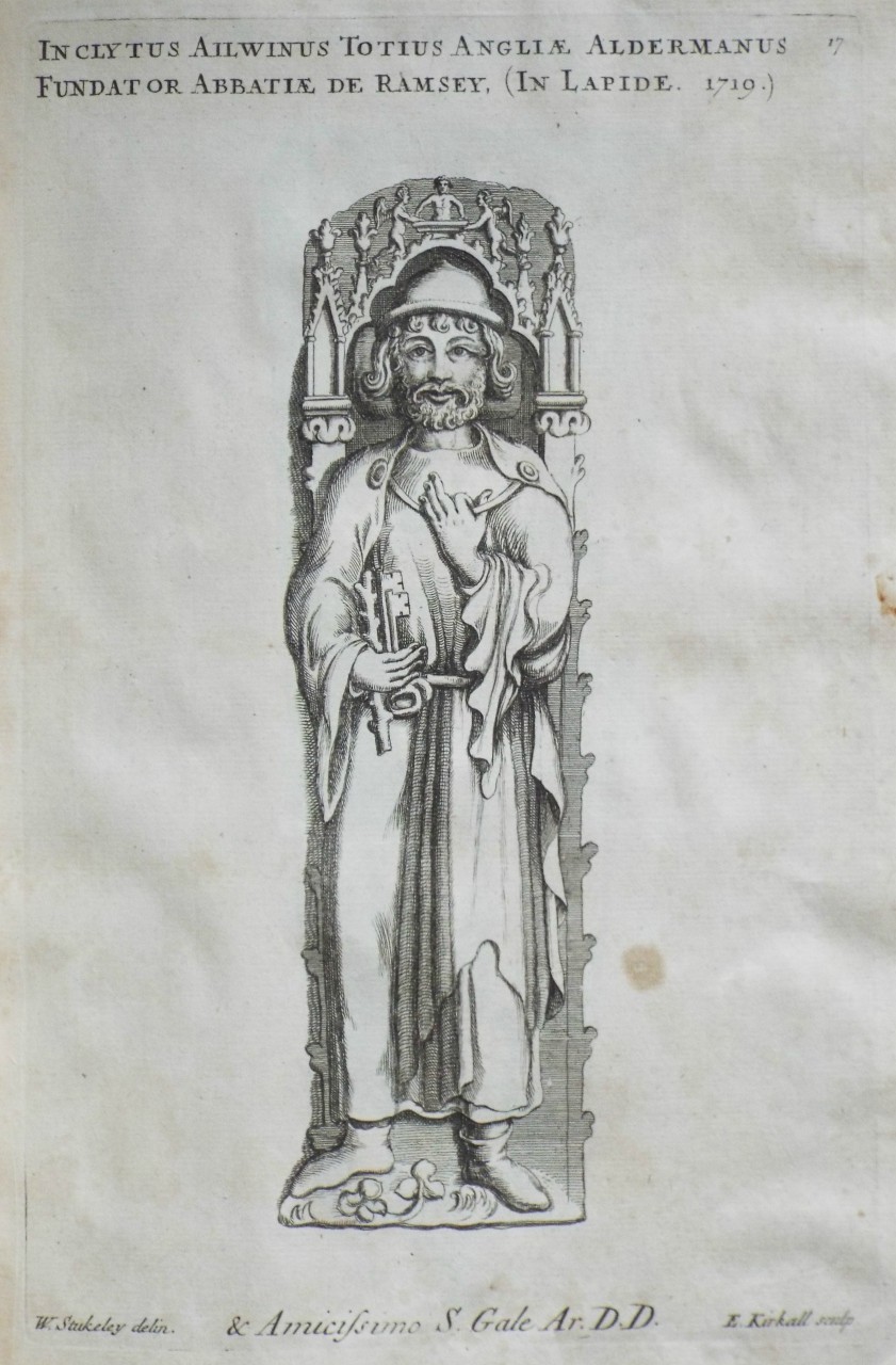 Print - (Marble effigy of Aylwin in Ramsey Abbey) - Kirkall