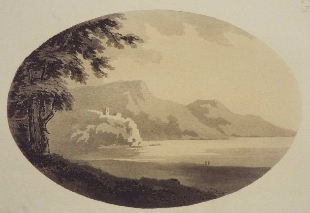Aquatint - (Landscape with castle and lake) - Gilpin
