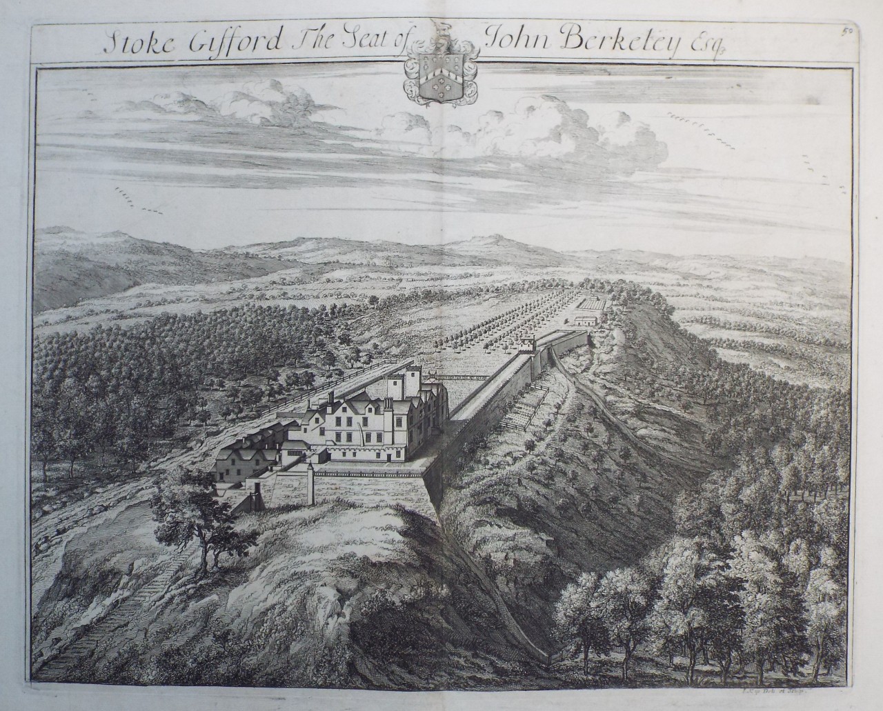 Print - Stoke Gifford, the Seat of John Berkeley. - Kip