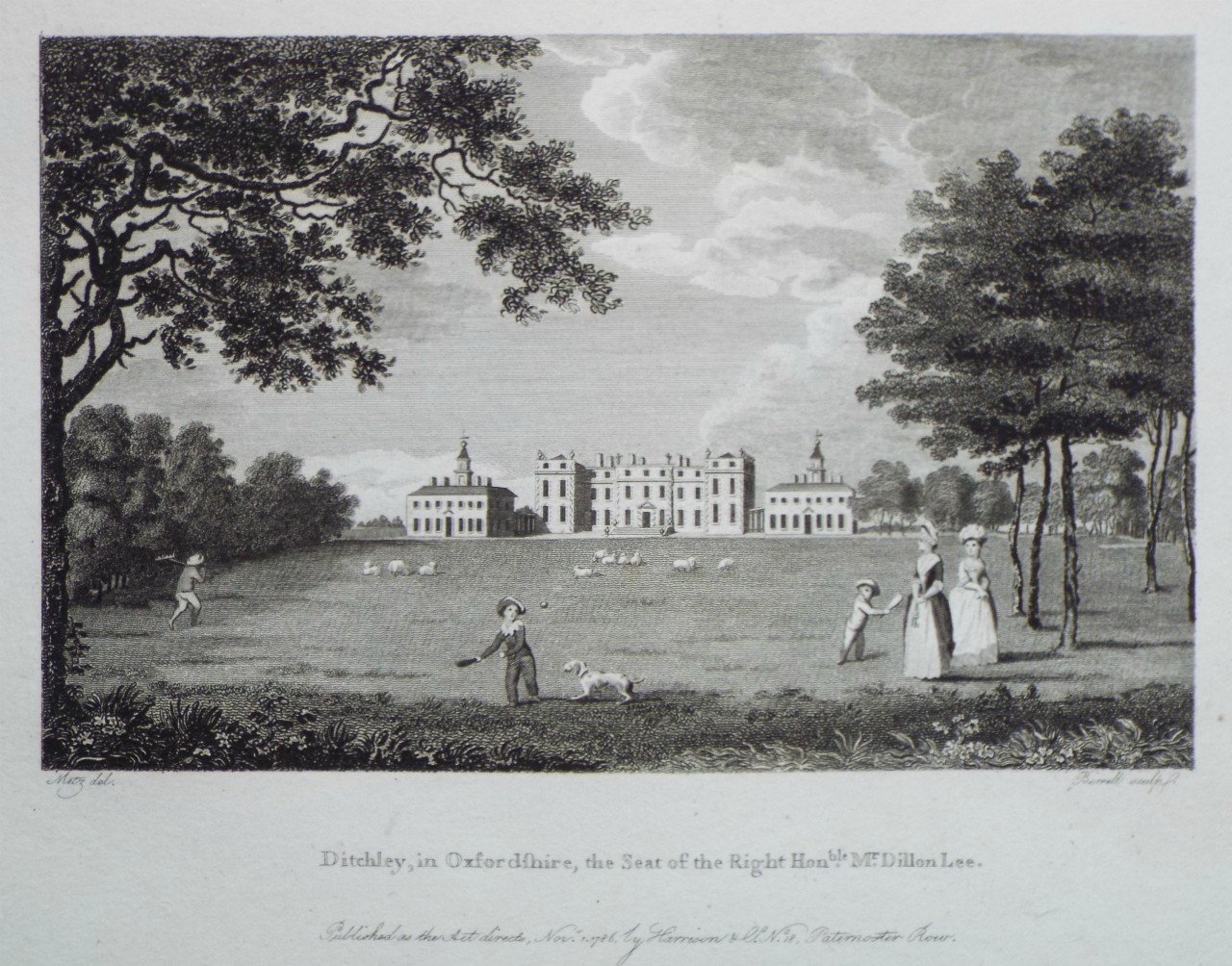 Print - Ditchley, in Oxfordshire, the Seat of the Right Honble. Mr. Dillon Lee. - 