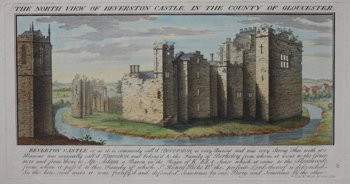 Print - The North View of Beverston Castle, in the County of Gloucester. - Buck