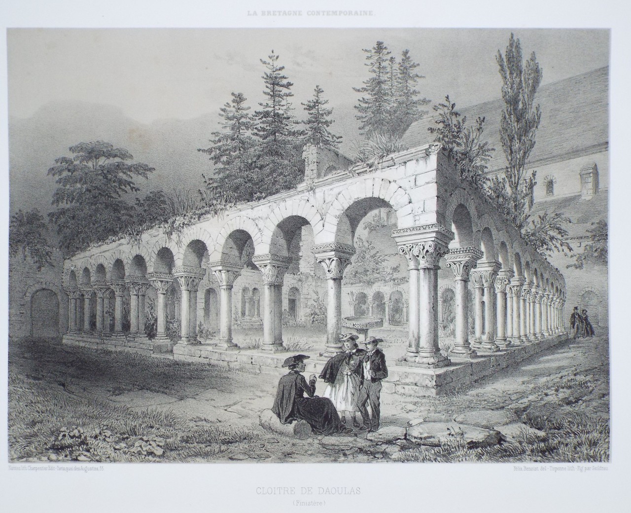 Lithograph - Cloitre de Daoulas. (Finistere) - 