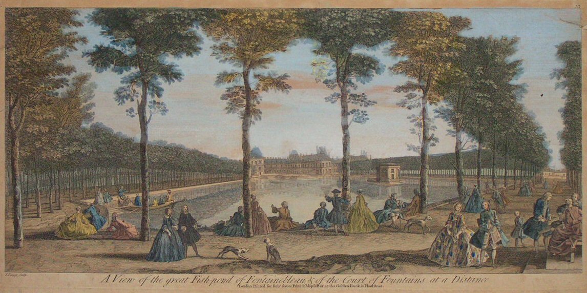Print - A View of the Great Fish Pond at Fontainebleau and the Court and Fountains in the Distance - Tinney