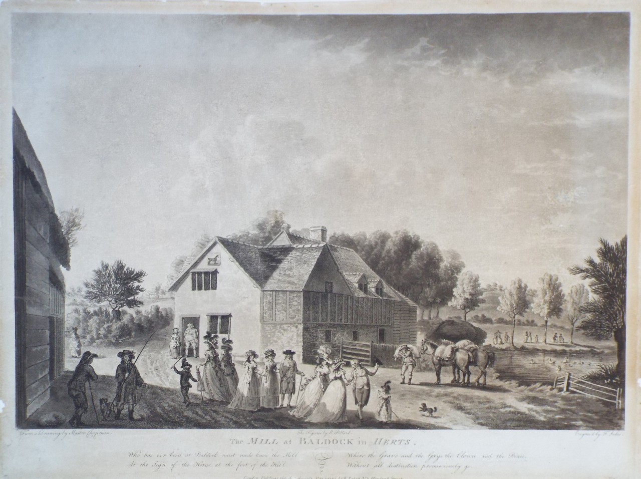 Aquatint - The Mill at Baldock in Herts. - Jukes