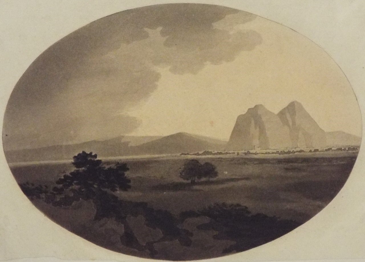 Aquatint - Distant View of Dumbarton Castle - Gilpin