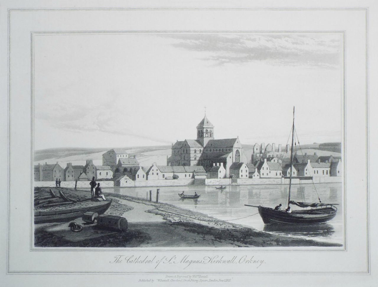 Aquatint - The Cathedral of St. Magnus, Kirkwall, Orkney. - Daniell