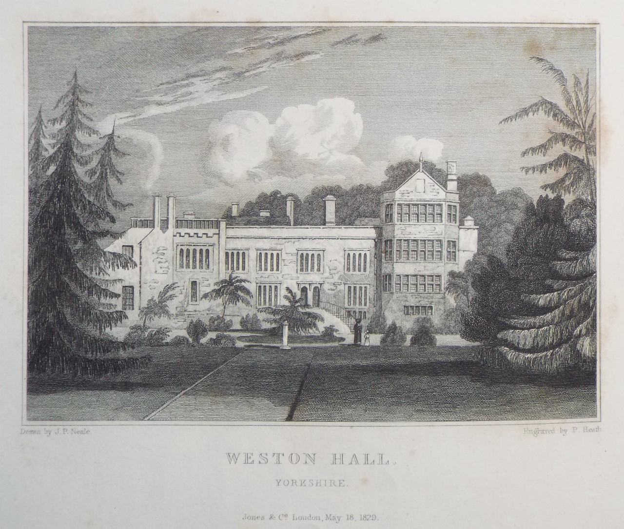 Print - Weston Hall, Yorkshire. - Heath