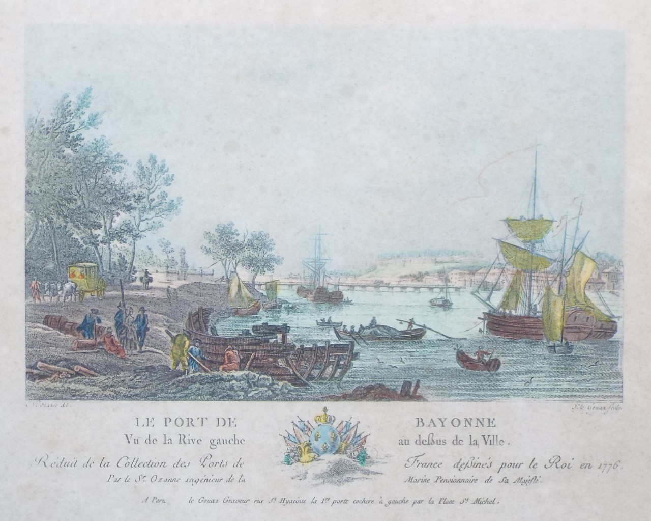 Print - Le Port de Bayonne Vue de la Rive Gauche au dessus de la Ville.