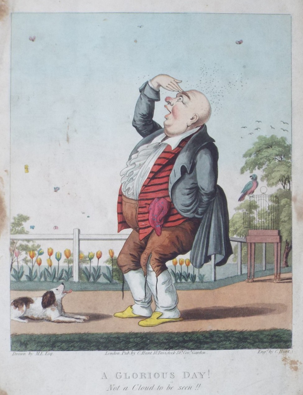 Aquatint - A Glorious day ! Not a Cloud to be Seen !! - Hunt