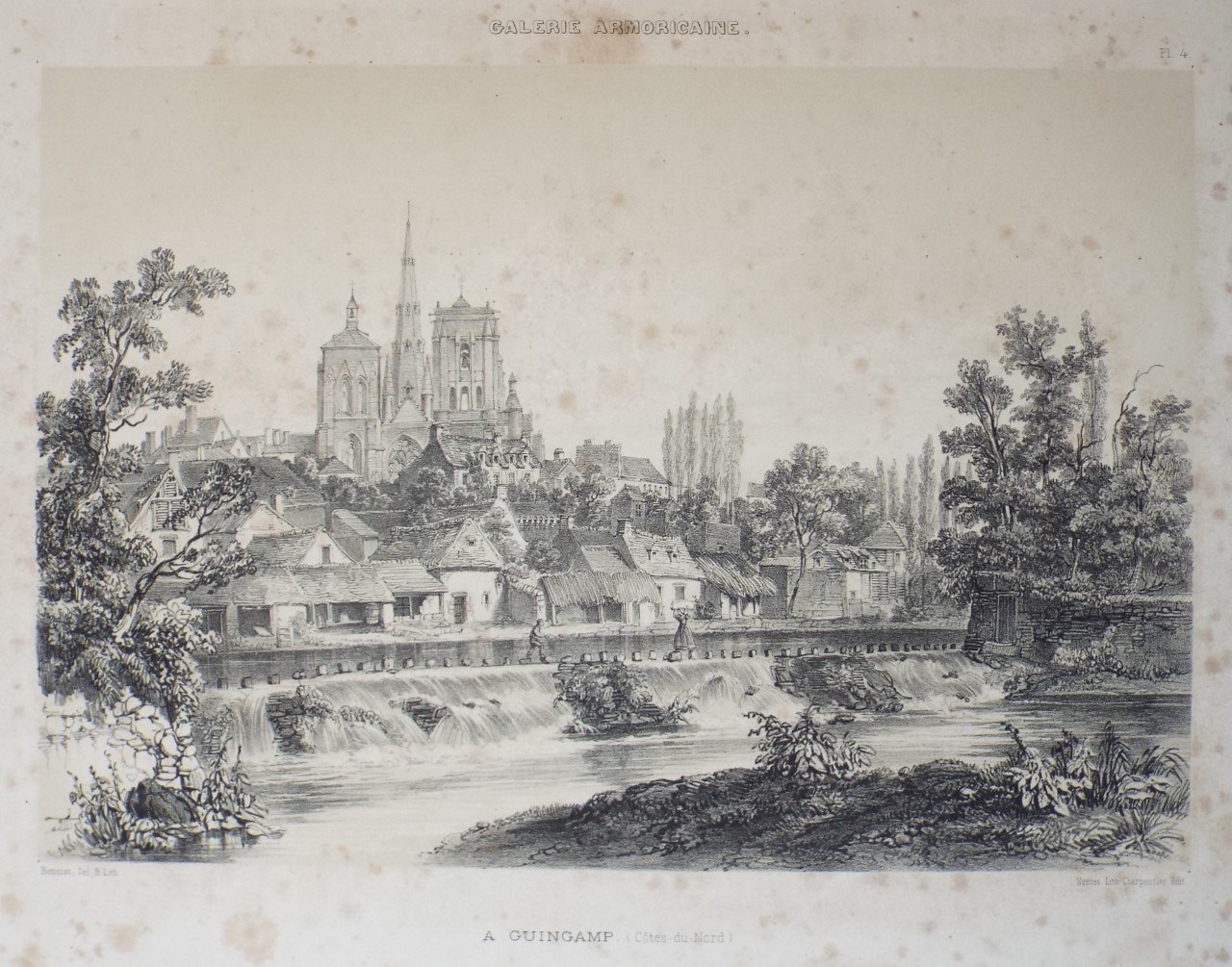 Lithograph - Galerie Armoricaine. A Guingamp. (Cotes du Nord) - Benoist