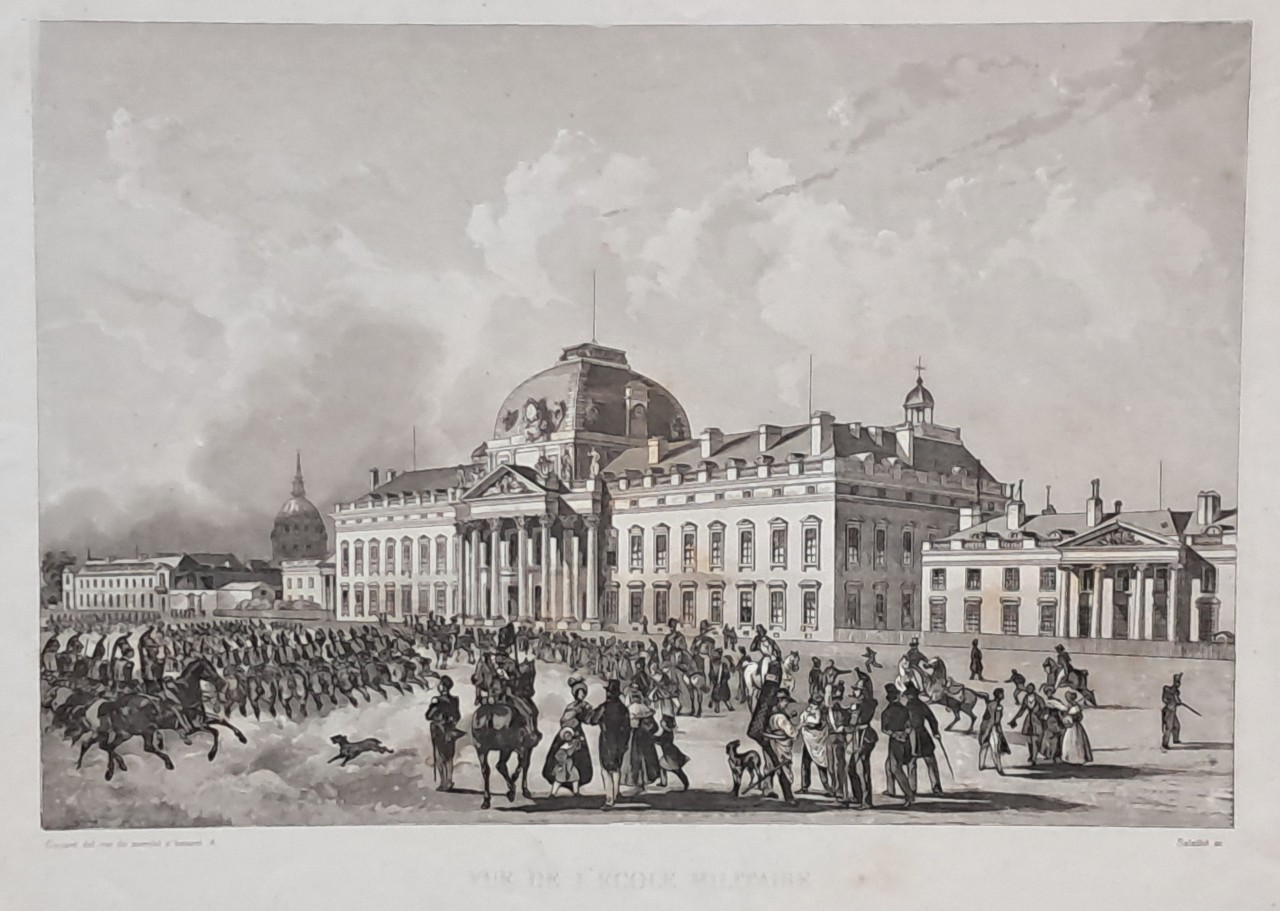 Aquatint - Vue de l'Ecole Militaire. - 