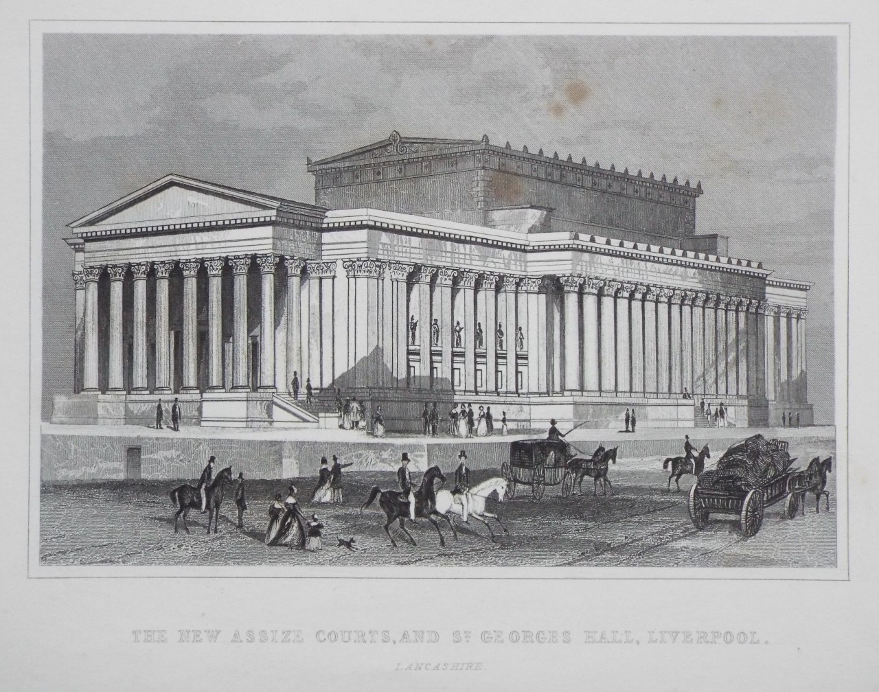 Print - The New Assize Courts, and St. Georges Hall, Liverpool. Lancashire.