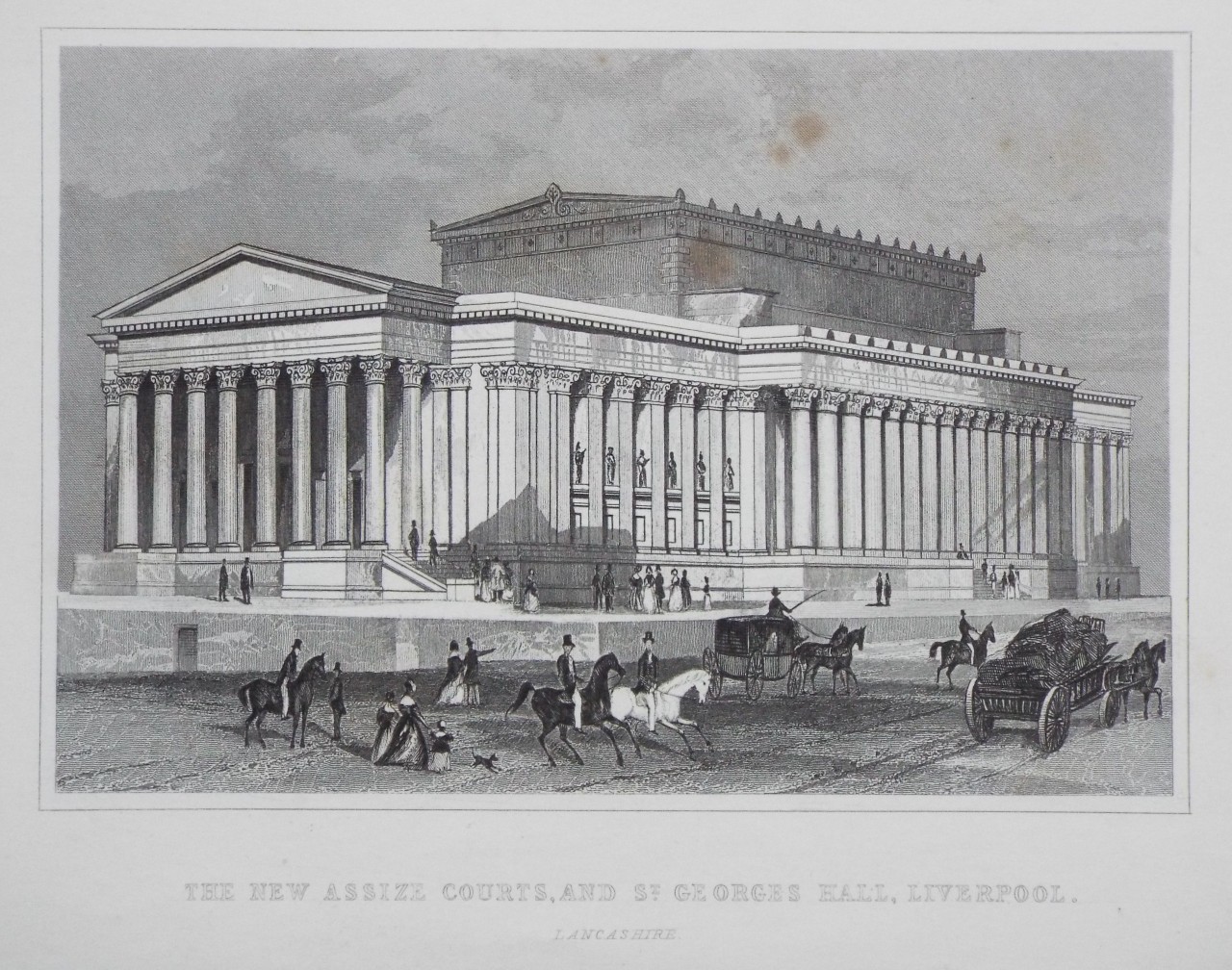 Print - The New Assize Courts, and St. Georges Hall, Liverpool. Lancashire.